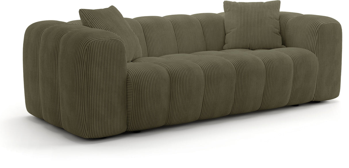 Canapé fixe - 3 places - SFERA - Tissu Vert - 240 x 100 x 80 cm