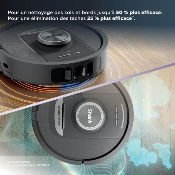Aspirateur Robot et Laveur SHARK PowerDetect NeverTouch RV2800YEEU - Autovidant - 650 Watts - 2 brosses latérales