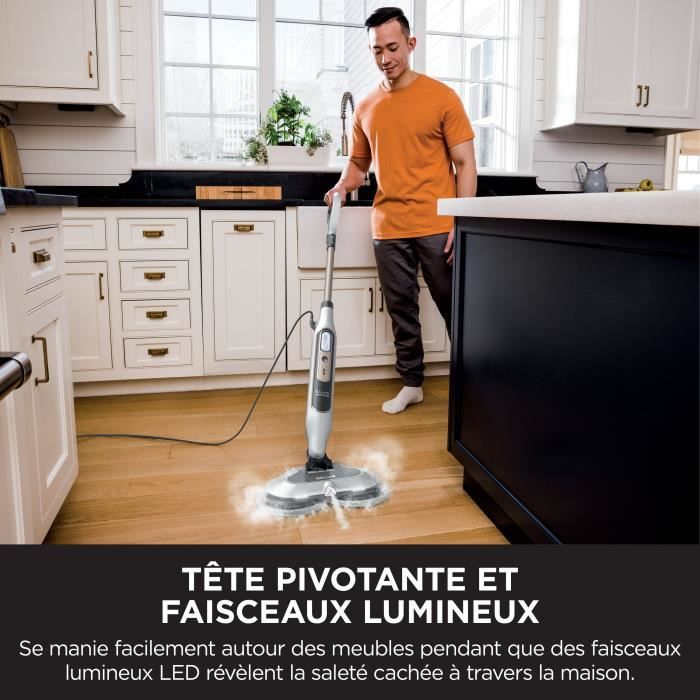 SHARK S8201EU Steam Mop - Balai Vapeur Automatique - 2 tampons rotatifs - 3 réglages vapeur - Elimine taches et saleté