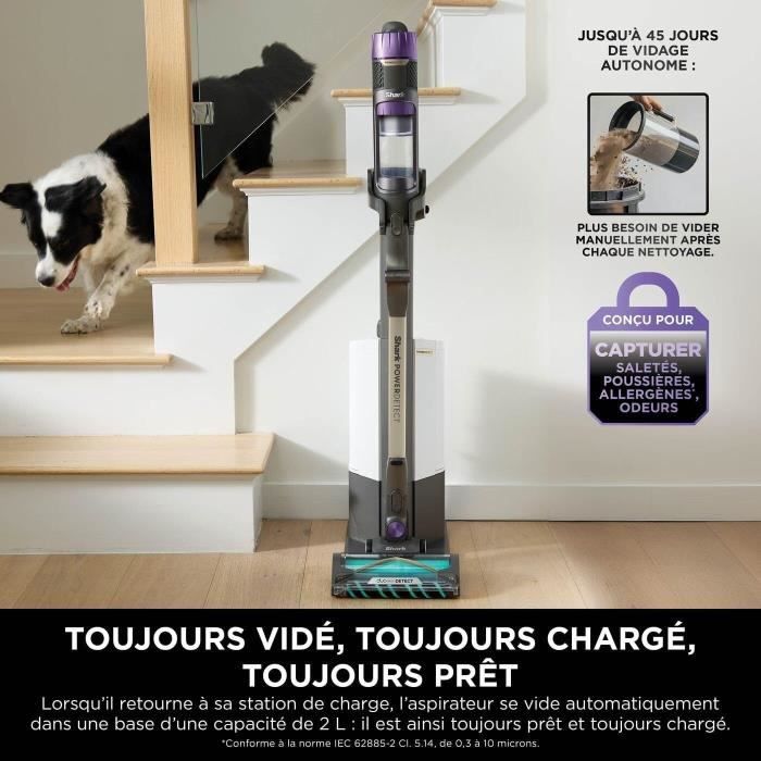 Aspirateur Balai - Shark Power Detect IP3251EUT - Base de vidage automatique - 2L - 70 min autonomie