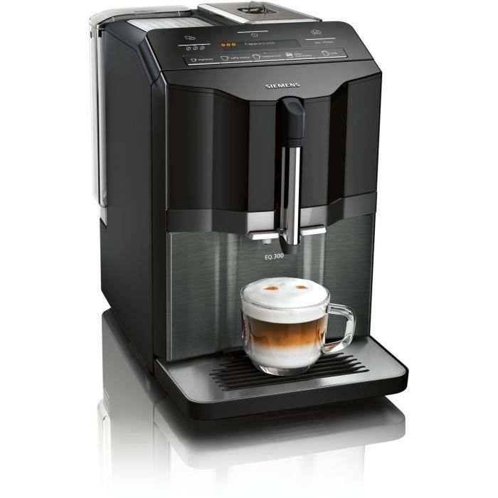 Machine a espresso Auto SIEMENS EQ.300 TI355209RW - Inox foncÈ et noir lustrÈ - 1300 W - 15 bars - 5 boissons