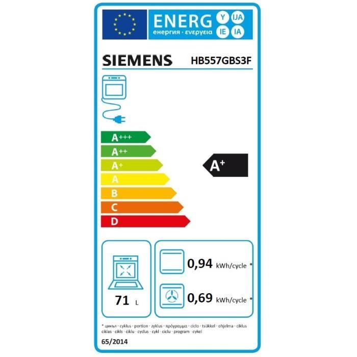 Four ecoclean Softclose - SIEMENS IQ500 - HB557GBS3F - Noir - 7 modes de cuisson - 59,5 x 59,4 x 54,8 cm