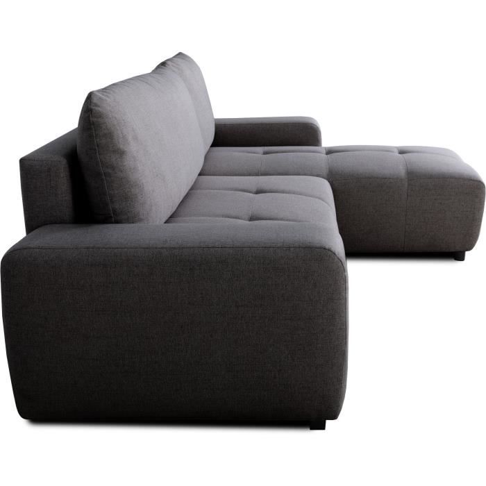 CanapÈ d'angle convertible rÈversible - 3 places - SIERRA - Avec coffre - Tissu Anthracite - 160 x 82 x 243 cm