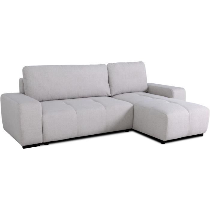 CanapÈ d'angle convertible rÈversible - 3 places - SIERRA - Avec coffre - Tissu Gris - 160 x 82 x 243 cm