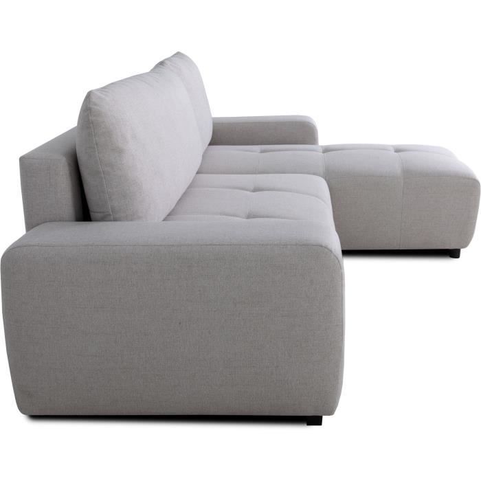 CanapÈ d'angle convertible rÈversible - 3 places - SIERRA - Avec coffre - Tissu Gris - 160 x 82 x 243 cm