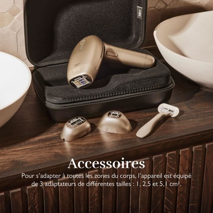 Epilateur a lumiere pulsée SILK'N 7 - Double lampe a tete rotative - 600.000 flash - 3 embouts de zone