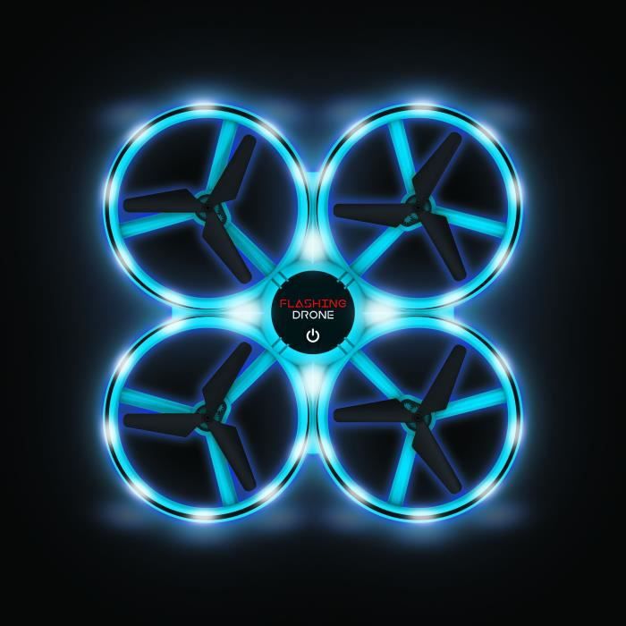 Mini drone lumineux avec double tÈlÈcommande - FLYBOTIC - Looping 360 - Bleu