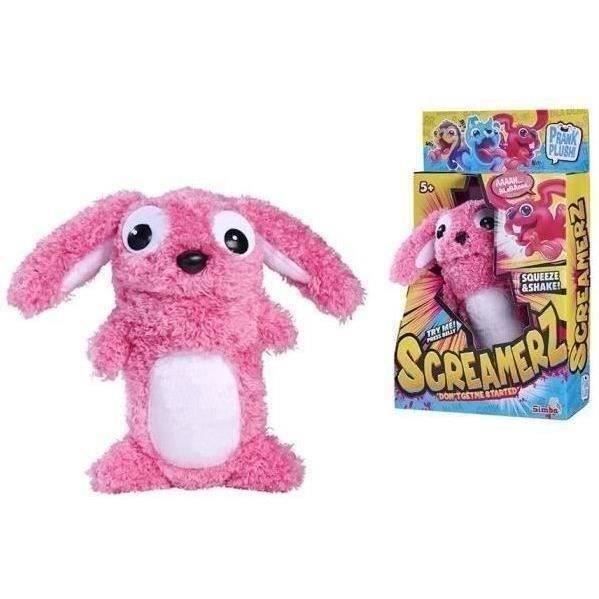 Smoby - Screamerz - Peluche intÈractive amusante - Lapin - 27 cm - Bruits en la secouant ou appuyant sur le bouton