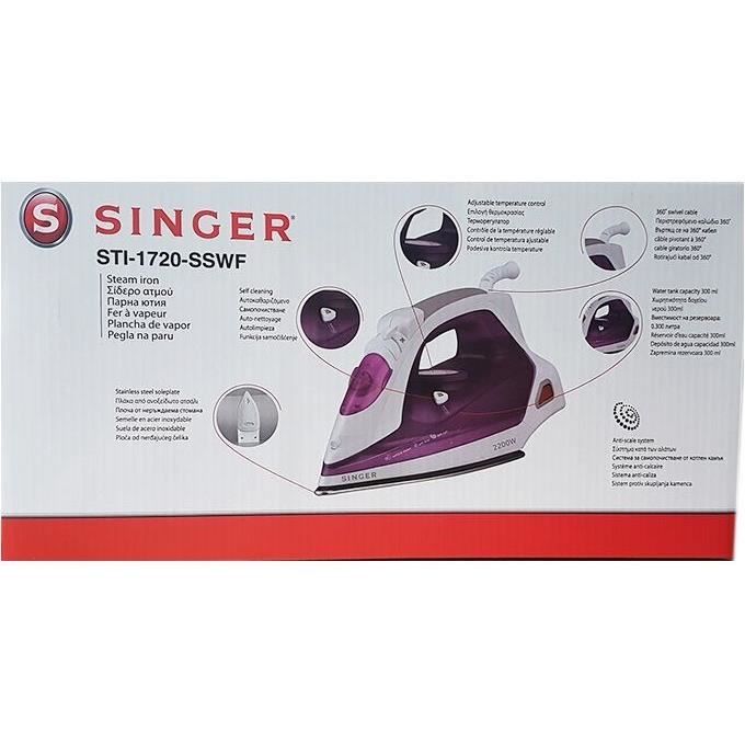 SINGER STI-1720 - Fer a repasser - Anti calcaire - Jet horizontal ou vertical - 2200 W - Semelle acier inoxydable