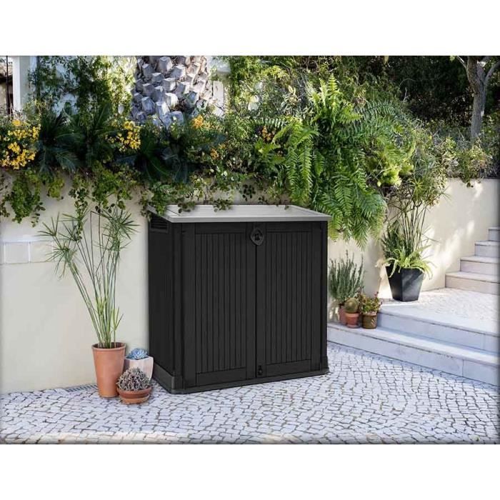 Coffre de rangement extérieur KETER en résine 880 litres Noir - Malle de jardin sans vérins