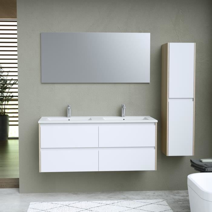 Ensemble SKARA set de salle de bain 120, vanity+vasque+miroir & Colonne