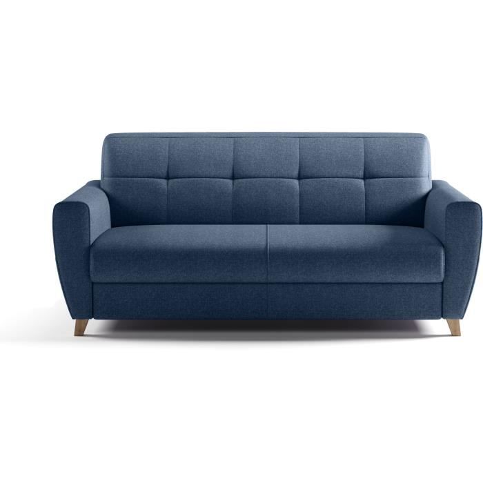 CanapÈ convertible express 3 places SKY - Tissu Bleu - 192 x 100 x 88 cm