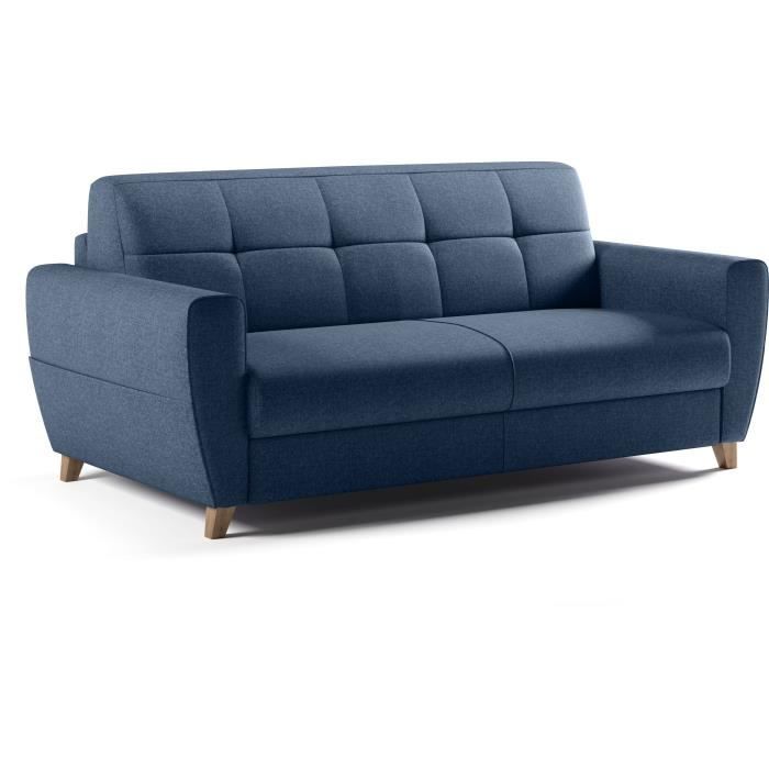 CanapÈ convertible express 3 places SKY - Tissu Bleu - 192 x 100 x 88 cm