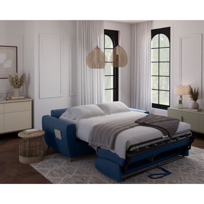CanapÈ convertible express 3 places SKY - Tissu Bleu - 192 x 100 x 88 cm