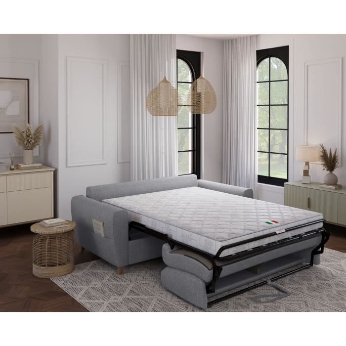CanapÈ convertible express 3 places SKY - Tissu Gris - 192 x 100 x 88 cm