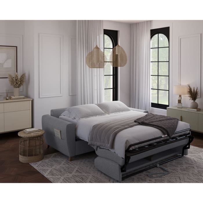 CanapÈ convertible express 3 places SKY - Tissu Gris - 192 x 100 x 88 cm