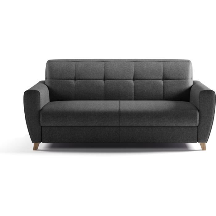 CanapÈ convertible express 3 places SKY - Tissu Anthracite - 192 x 100 x 88 cm