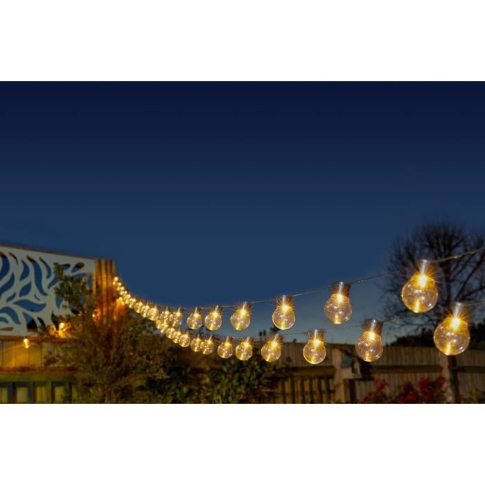 Guirlande solaire - SMART GARDEN - GloBulb - 10 Lumens - 40 ampoules - LEDs blanc chaud - Plastique - L 18.4 m