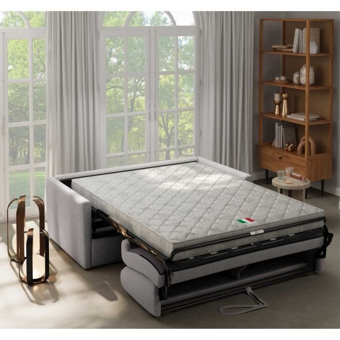 Canapé convertible express - 3 places - SMALL - Tissu gris - 168 x 98 x 86 cm