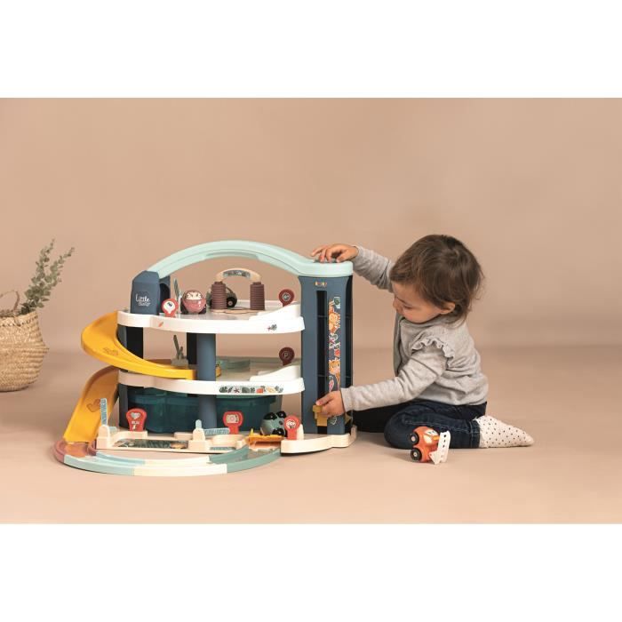 SMOBY - Garage 1er âge - Little Smoby - 3 niveaux - Accessoires inclus : 1 voiture, 1 hélicoptere, 4 pistes - Des 18 mois