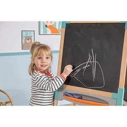 Smoby - Tableau en bois double face - Ardoise craie et Blanche magnétique - Pliable et hauteur ajustable - 80 accessoires - Dés 3ans