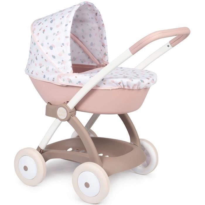 Poussette Landau pour poupÈe Baby Nurse - Smoby - Avec nacelle et canopy en plastique - Rose et blanc