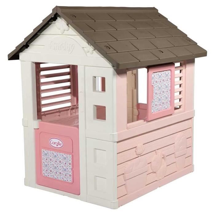 Smoby - Corolle - Maison enfant - 110 x 98 x 127cm - Fenetres coulissantes - Traitement anti-UV - Rose - FabriquÈ en France
