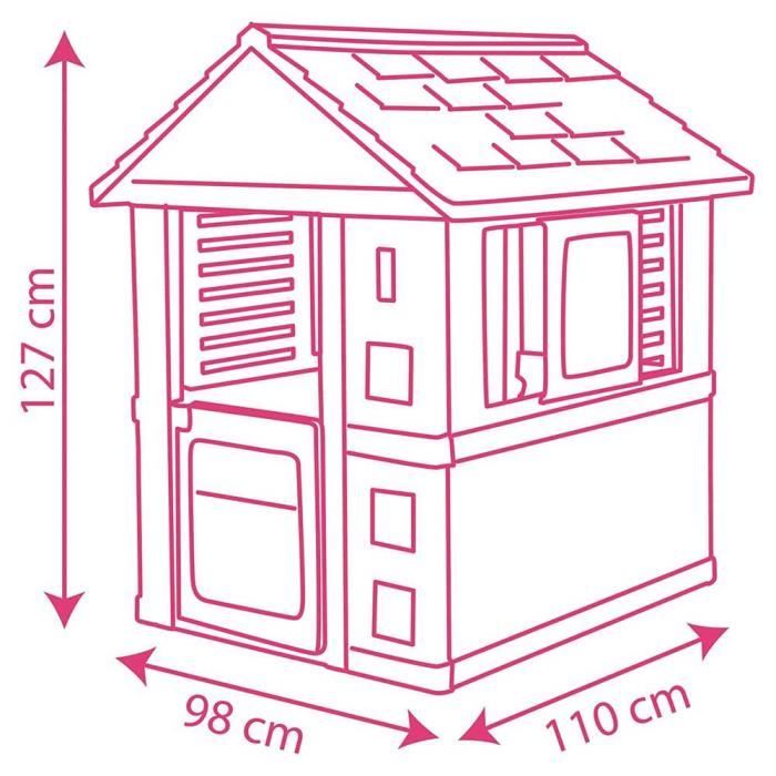 Smoby - Corolle - Maison enfant - 110 x 98 x 127cm - Fenetres coulissantes - Traitement anti-UV - Rose - FabriquÈ en France