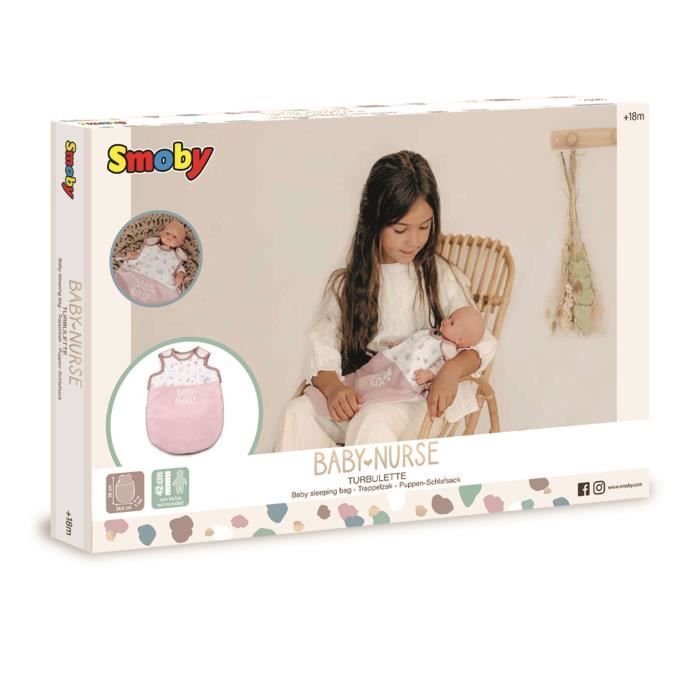 SMOBY - Baby Nurse Turbulette pour poupons jusqu'a 42cm - Porte-bÈbÈ en tissu rÈglable