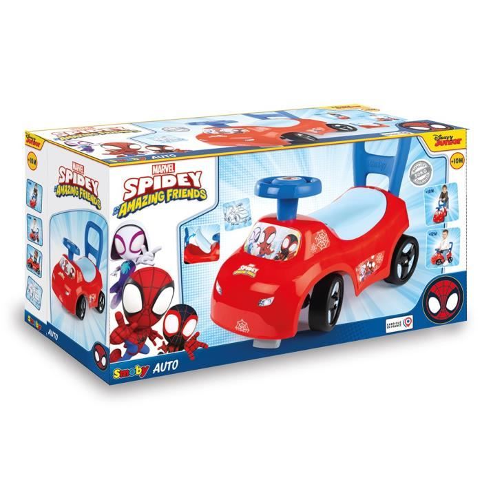 Smoby - Porteur auto enfant 2 en 1 - Spidey - Coffre sous la selle - Des 10 mois - Fabrication franÁaise