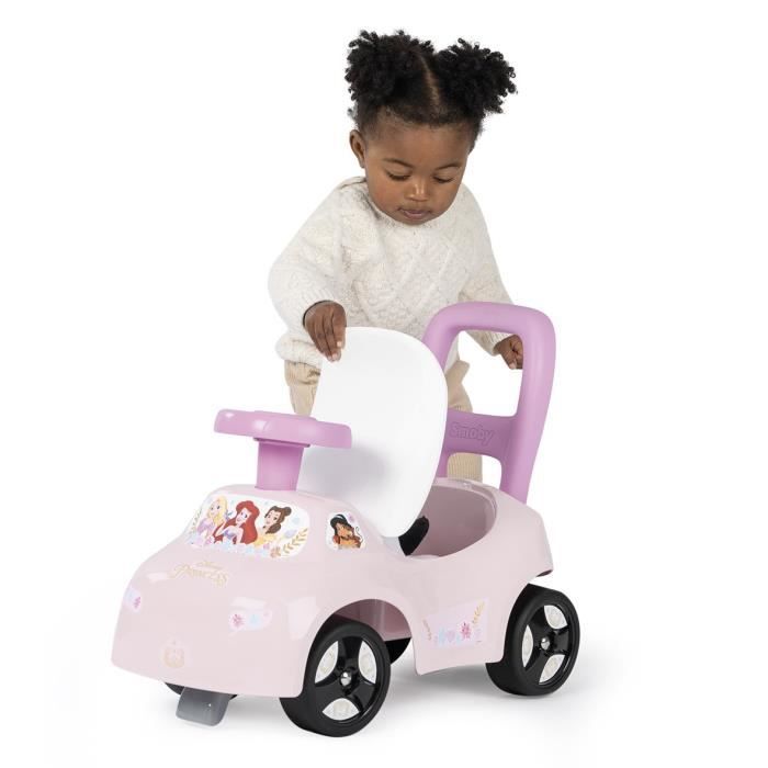 Smoby - Porteur auto enfant 2 en 1 - Disney Princesse - Coffre sous la selle - Des 10 mois - Fabrication franÁaise