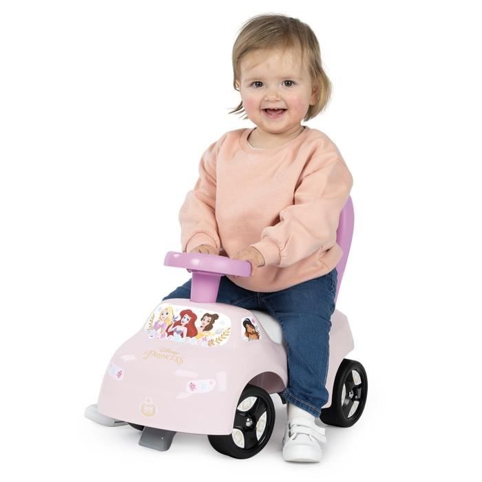 Smoby - Porteur auto enfant 2 en 1 - Disney Princesse - Coffre sous la selle - Des 10 mois - Fabrication franÁaise