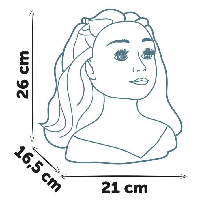 Smoby - Tete a coiffer blonde - Facile a coiffer - 19 accessoires réalistes - Levres thermosensibles - Trappe de rangement