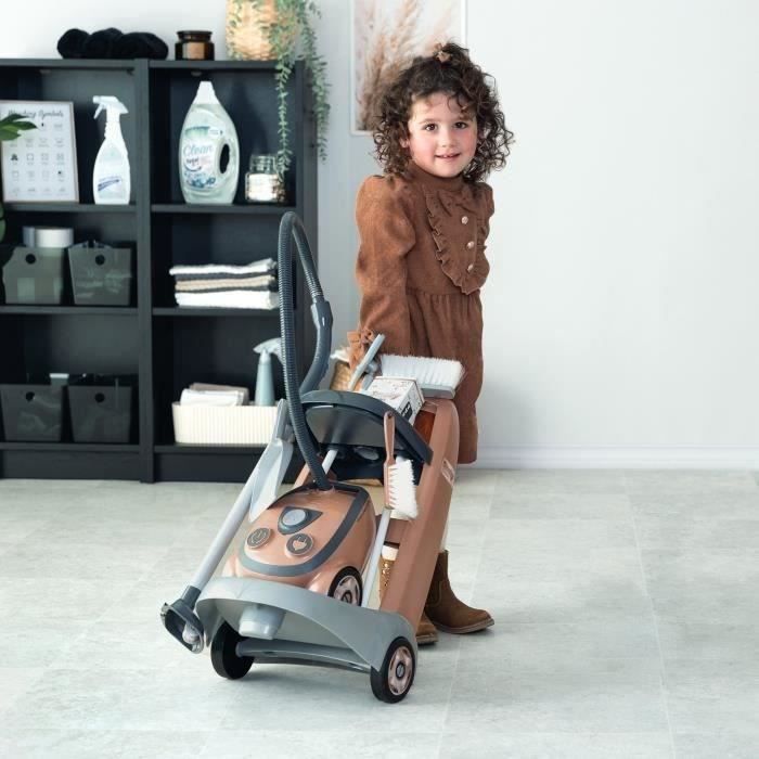 SMOBY - Rowenta - Chariot de Ménage + Aspirateur - Jouet d'Imitation - Fonction Electronique - 9 Accessoires - Des 3 ans