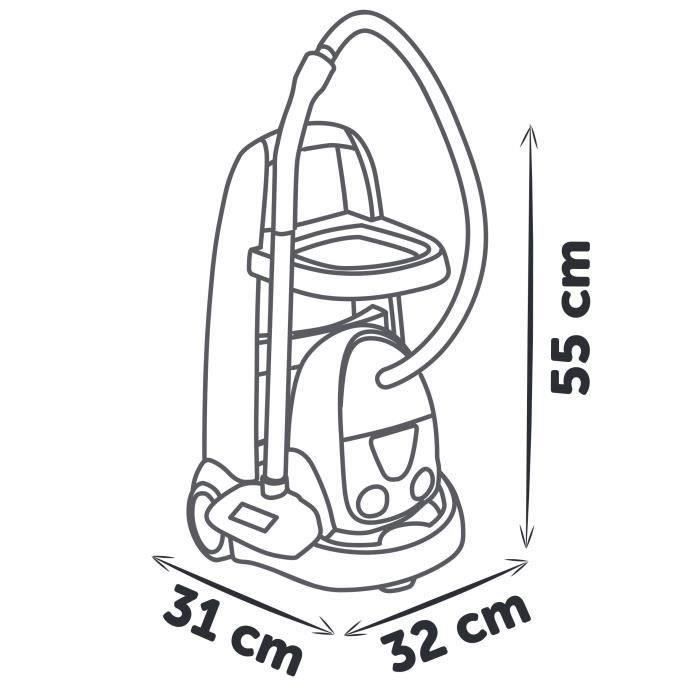 SMOBY - Rowenta - Chariot de Ménage + Aspirateur - Jouet d'Imitation - Fonction Electronique - 9 Accessoires - Des 3 ans