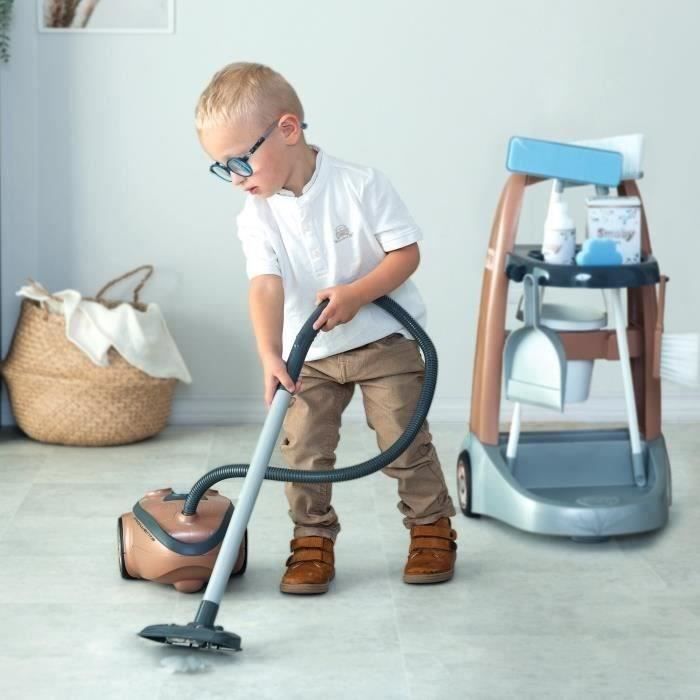 SMOBY - Rowenta - Chariot de Ménage + Aspirateur - Jouet d'Imitation - Fonction Electronique - 9 Accessoires - Des 3 ans