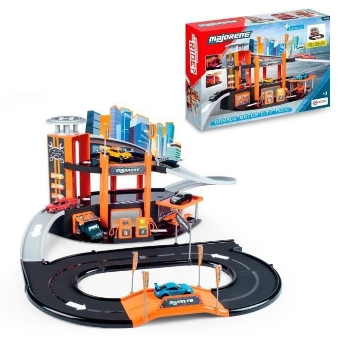 Garage Motor City Plus - MAJORETTE - Station essence, atelier, ascenseur - 1 véhicule inclus - Des 3 ans