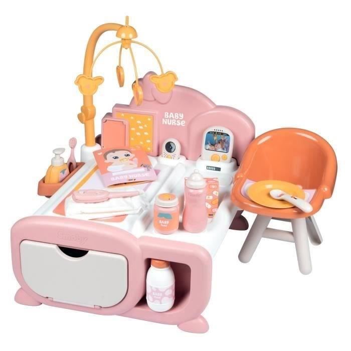 SMOBY - Baby Nurse - Nurserie Cocoon pour poupons - Nombreux Accessoires et Fonctions de Jeux - Matiere recyclée - Des 3 Ans