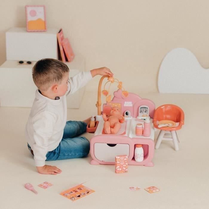 SMOBY - Baby Nurse - Nurserie Cocoon pour poupons - Nombreux Accessoires et Fonctions de Jeux - Matiere recyclée - Des 3 Ans