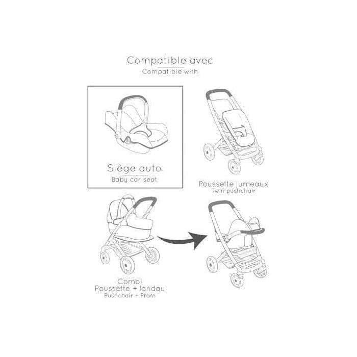 SMOBY - Maxi cosi - Siege + Chaise haute rose -3 en 1 - Pour poupon - Des 3 ans