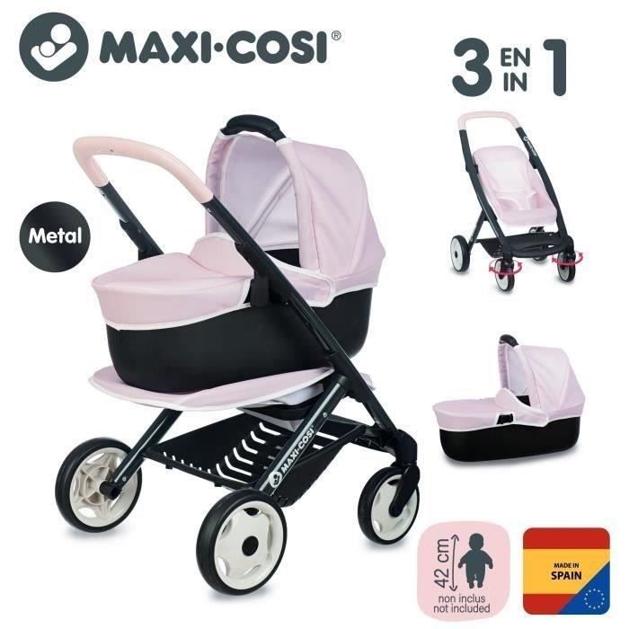 SMOBY - Maxi-Cosi Poussette+Landau Rose - Pour Poupon - 3en1 - des 3 ans
