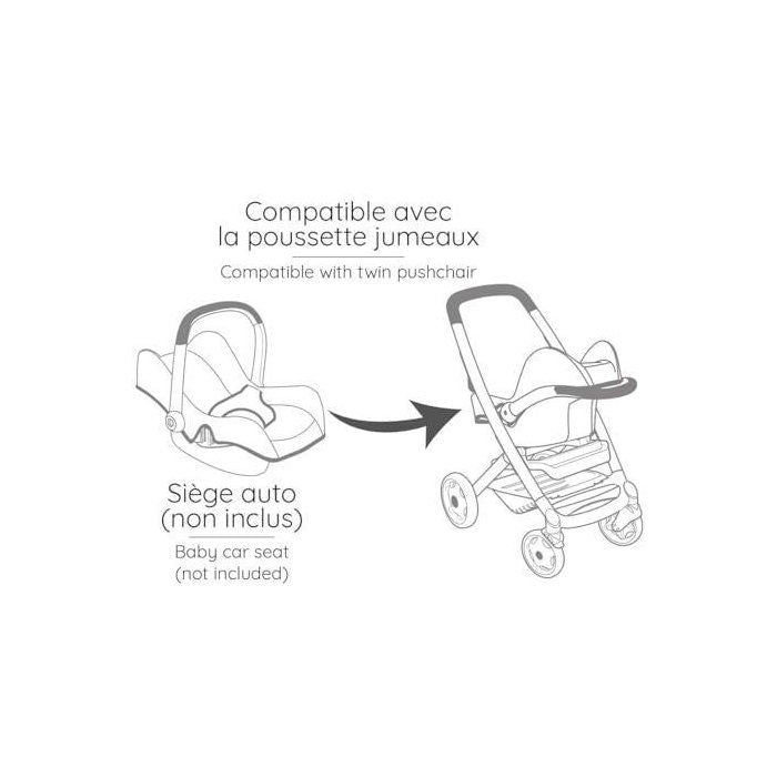 SMOBY - Maxi cosi - Poussette Jumeaux beige - Pour poupon - Des 3 ans