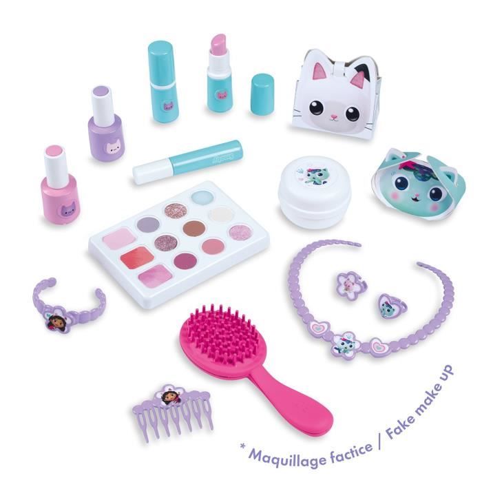 Smoby - Gabby et la Maison Magique - Valise beauté facile a transporter - 13 accessoires inclus : coiffure, onglerie, maquillage -