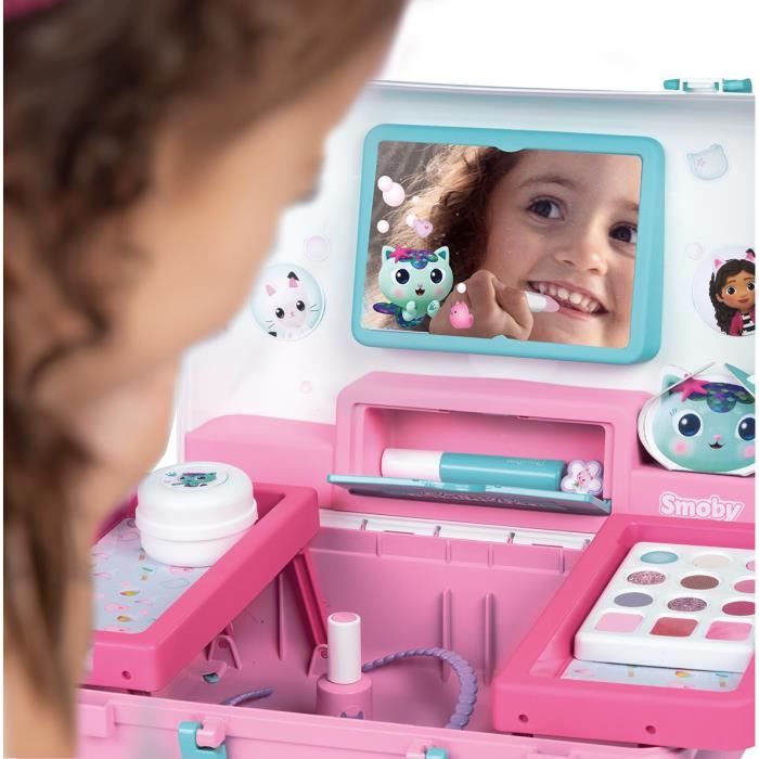 Smoby - Gabby et la Maison Magique - Valise beauté facile a transporter - 13 accessoires inclus : coiffure, onglerie, maquillage -