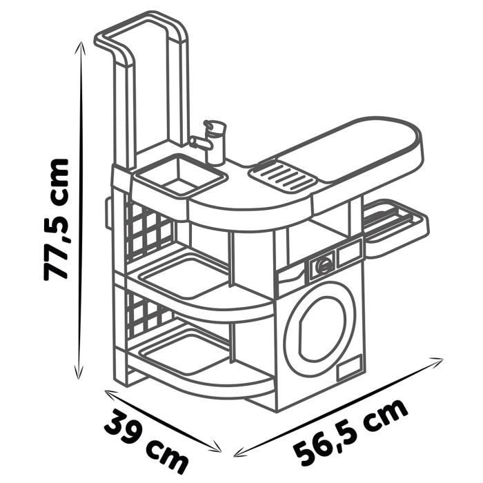 Smoby - Rowenta - Buanderie enfant - Jeu d'imitation - Sons réalistes - 17 accessoires réalistes