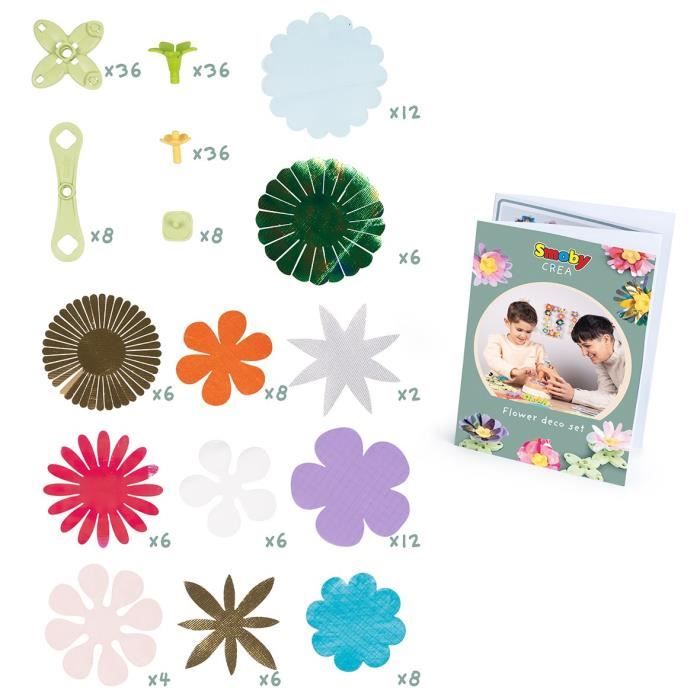 Smoby - Loisirs créatif - Set de création fleurs objets décoratifs - 200 accessoires - Fabriqué en France