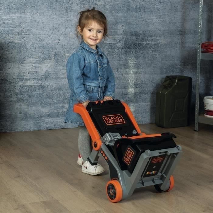 SMOBY - Black+Decker - Diable Bricolo - Jouet d'Imitation - Facile a Tranporter - 18 Accessoires Inclus - A Partir de 3 ans