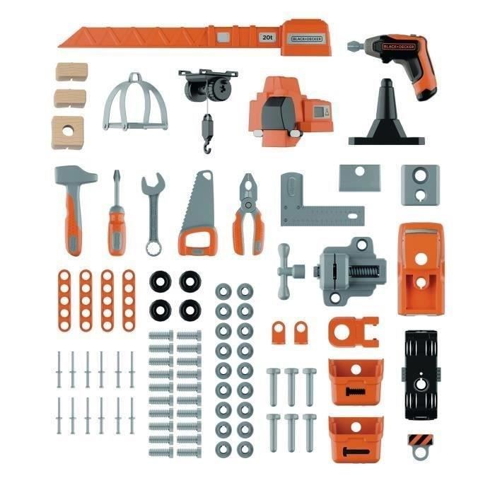 SMOBY - Black+Decker - Etabli Bricolo Builder - 87 Accessoires - Matiere Recyclée - A Partir de 3 Ans - Fabrication Française