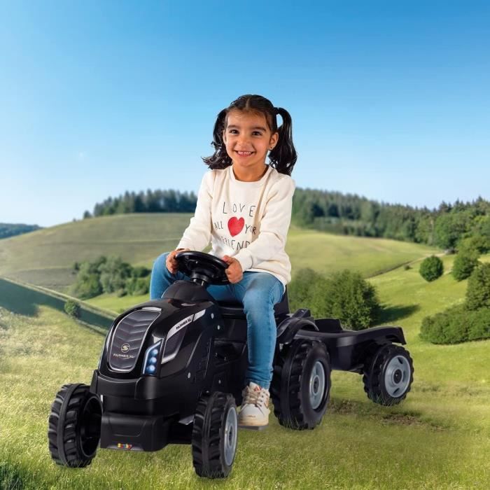 Tracteur a pÈdales Farmer XL + Remorque - SMOBY - Noir - 90% Plastique recyclÈ- Siege ajustable - Capot ouvrant - Volant avec
