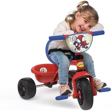 Smoby - Tricycle Be Fun - Spidey - Evolutif de 15 mois a 3 ans - Canne parentale rÈglable sur 3 positions - Ceinture de sÈcuritÈ